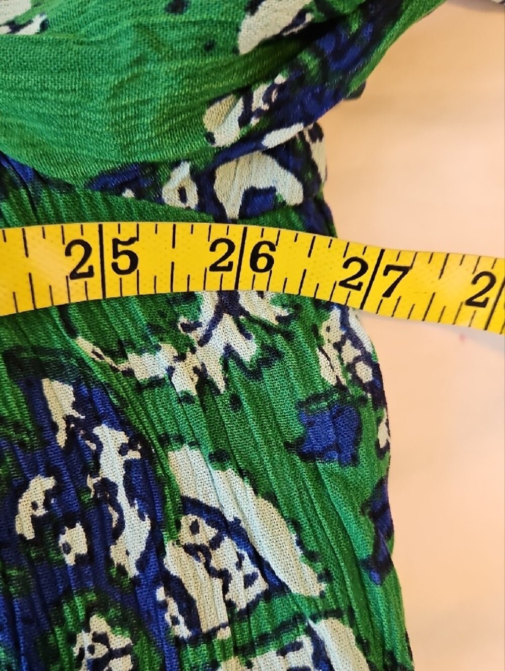 Green & Navy Printed Patio Dress with Tassel Tie - Picture 9 of 10